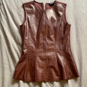 Theory Lamb’s Leather Burgundy Tank Top
